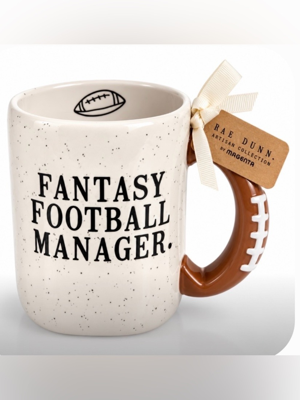Rae Dunn HTF “Fantasy Football Manager” Mug NWT Football Handle